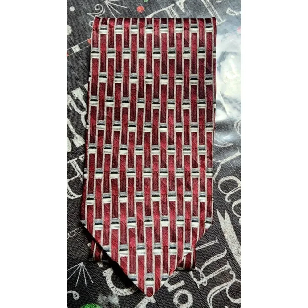 Carlo Palazzi Silk Geometric Abstract Tie Hand Made in Italy 3.5